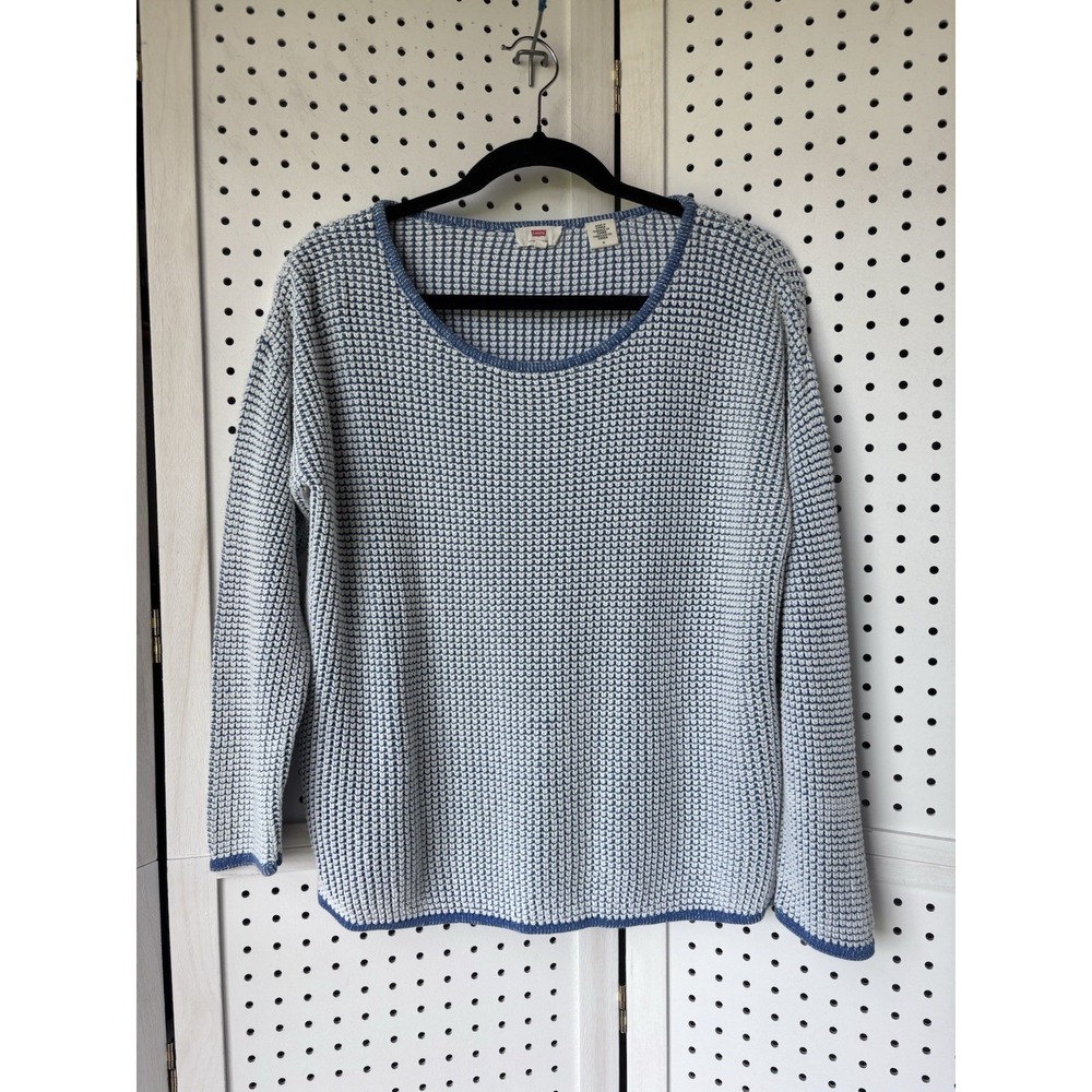 Levi's Women's‎ M Blue & White Textured Cotton Pullover Sweater Long SLV